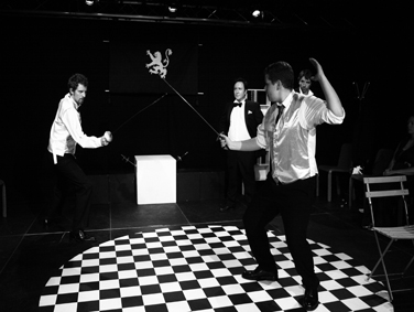From left: Damien Hughes as Perceval, Scott Cadenhead as Gawain, Steven McMahon as Mordred