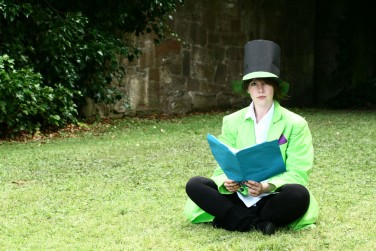 Mel Aitken reading a literary extract in the preamble to the play.