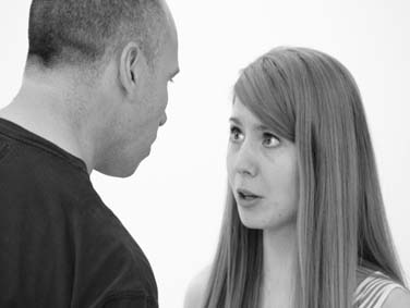 Steve Ewing and Becky Martin in rehearsal for 'Pericles'